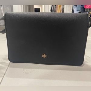 Emerson Tory Burch small black crossbody with small gold logo